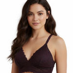 Aerie Bralette Womens M Purple Lace Halter Racerback Wireless Lightly Lined Photo 0