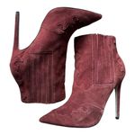 ASOS Burgundy suede pointed toe stiletto ankle boots with cowgirl design size 6 Photo 3