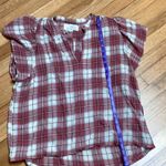 Birds of Paradise Trovata plaid short sleeve cotton top size medium Red Photo 7