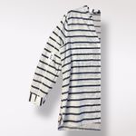 ZARA Striped Blue White Oversized Linen V Neck Shirt Size L Coastal Nautical Photo 4