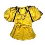 XOXO Sun Flower/Black Embroidered Belted Blouse Top Sz M Photo 0