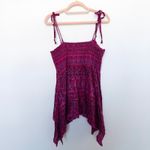 Y2K L.E.I Womens Top Size XL Pink Boho Smocked Babydoll Handkerchief Hem Fairy Purple Photo 6