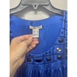 Kensie Royal Blue 100% Silk Top with Black Beading Detail - Size Small Photo 2
