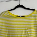Gap Women's Cap Sleeve Medium Basic T Shirt Yellow White Grey Stripes. Photo 7
