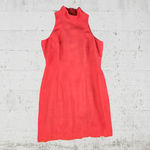 Vintage 90s Coral Silk Sleeveless Mod Mock Neck Mini Dress Size 8 Moda Int’l Orange Photo 2