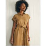 Faherty NEW Women's Arlie Short Sleeve Shirt Antique Bronze Midi Dress Size XS Photo 2