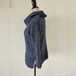 eight eight eight  Long Sweater Denim Blue 100% Cotton Knit Turtleneck Cowlneck Photo 2