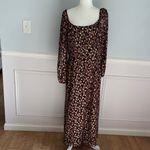 Loft Dot Shimmer Square Neck Midi Dress Size 10 Business Casual Boho Metallic Photo 1