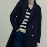 ZARA Black Wool Double Breasted Coat Womens M Gold Button Outdoor Gorpcore Photo 0