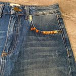 French Connection  Size‎ 6 High Waist Embroidered Jean Shorts Frayed Denim Boho Photo 2