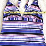 Nike  Striped Halter Swim Top Sz 10 Photo 4