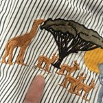 Infinity Fashions Shirt Womens Medium Safari Animals Zoo Embroidered Button Vtg Blue Photo 7