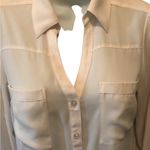EXPRESS Portofino Chiffon Blouse Size S Cream Roll Tab Sleeve Business Wardrobe Photo 3