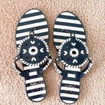 Jack Rogers Striped Georgica Jelly Sandal in Navy + White  Photo 0