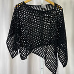 Jason Maxwell  Open-Weave Poncho Asymmetrical Crochet Boho Shawl Retro Vintage Photo 0
