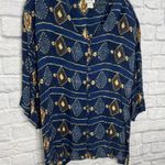 Vintage D2NY Textured Short Sleeve Shirt Womens 2X Button Front Textured Blue Photo 1