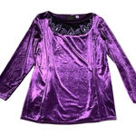 Bob Mackie  wearable art top‎ purple velvet long sleeve blousee Photo 0