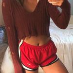 Forever 21 Maroon Distressed Crop Hoodie Photo 0