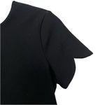 Shoshanna  Solid Black Scalloped Crepe Short Sleeve Top Size 0 Photo 4