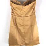 Naked Wardrobe  Mini Dress Strapless Satin Ruched Sexy Party Gold Brown S Photo 1