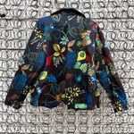 Chico's Chico’s black floral tropical asymmetric moto zip blazer jacket size 3 Photo 1