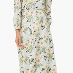 Tuckernuck Madison Des Fleurs Green Floral Linen Maxi Dress Long Sleeve Size XL Photo 0