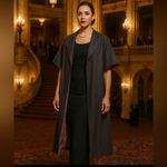 Opera Coat 1960s Wool custom Cape/overcoat,purple contrast satin purple lining Size L Photo 1