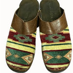 Modelista Womens Italian Made Ethnic Southwest Pattern Clogs Shoes Sz 9 Green Photo 0