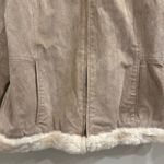 Weather Tamer VTG 90s Beige Suede Faux Fur Shearling Coat Aviator Pilot Sz Large Tan Photo 6