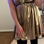 Lavish Strapless Gold Metallic Mini Dress Photo 1