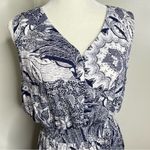 Christopher & Banks  Sleeveless Maxi Dress Woman’s Sz Large Blue White Botanical Photo 3