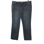 Chico's Platinum Embellished Denim Cropped Jeans Size 12 Large Blue Dark Wash Photo 1