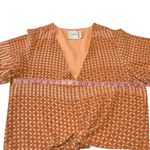 L'Academie L’academie Revolve Orange Geometric Print Flutter Sleeve Tie Front Blouse Photo 5