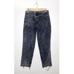 Boyish High Waisted Straight Leg Jean Raw Hem Button Fly Washed Black 26 Photo 5