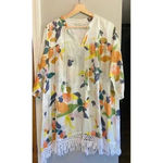 Roller Rabbit ‎ Tunic Top Serafina Fruit Print Cotton Gauze Fringe XL Swim Resort Photo 3