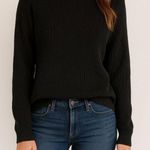 American Eagle  Black Ribbed Knit Sweater Women’s Medium Crewneck Cozy Basic Photo 0