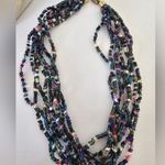 Vintage Iridescent Multicolor Multi row Beaded Necklace Black Photo 1