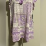 Absolutely Famous NWT  Purple and White Square Paisley patterned blouse size XL Photo 3