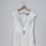 Mac Duggal NEW Pleated Cap Sleeve Belted A-line Midi Dress Gown Whiteb Photo 4