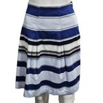 New York And Company  Blue & White Striped Pleated Aline Skirt Size 6 Photo 1
