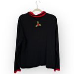 Vintage Christmas Sweater Bobbie Bell Holly Berry Cardinals Womens Size XL Black Photo 1