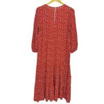 ZARA  Floral Tiered Midi Maxi Dress Size M Red Long Sleeve Cottage Peasant Boho Photo 1