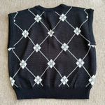 Loubella Vintage 80's Knit Vest Women Size L Diamonds pattern Black White Size L Photo 10