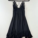 Free People  Womens Dress Black Adella Mini Slip Strappy V Neck Flowy Fairy Small Photo 2