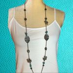 Dark silver and turquoise leaf & clover necklace Green Photo 1