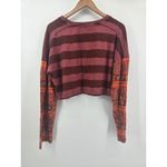 We The Free  Striped Cropped Long Sleeve Shirt Orange Pattern Sleeve Size Medium Photo 3