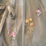 Green Long Sleeve Prom Party Dress Embroidered Flowers & Butterflies Size 12 Green Photo 10