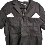Everlane NWT  Black Linen Short Sleeve Notch Shirt Pockets Button Up Shirt M Photo 1
