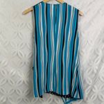 Diane Von Furstenberg Diane Von‎ Furstenberg Blue Sleeveless Faux Wrap Blouse Size S Photo 4