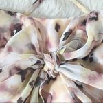 Gianni Bini Floral Chiffon Spaghetti Strap Crop Top Tank Tie Front Cream XS Photo 4